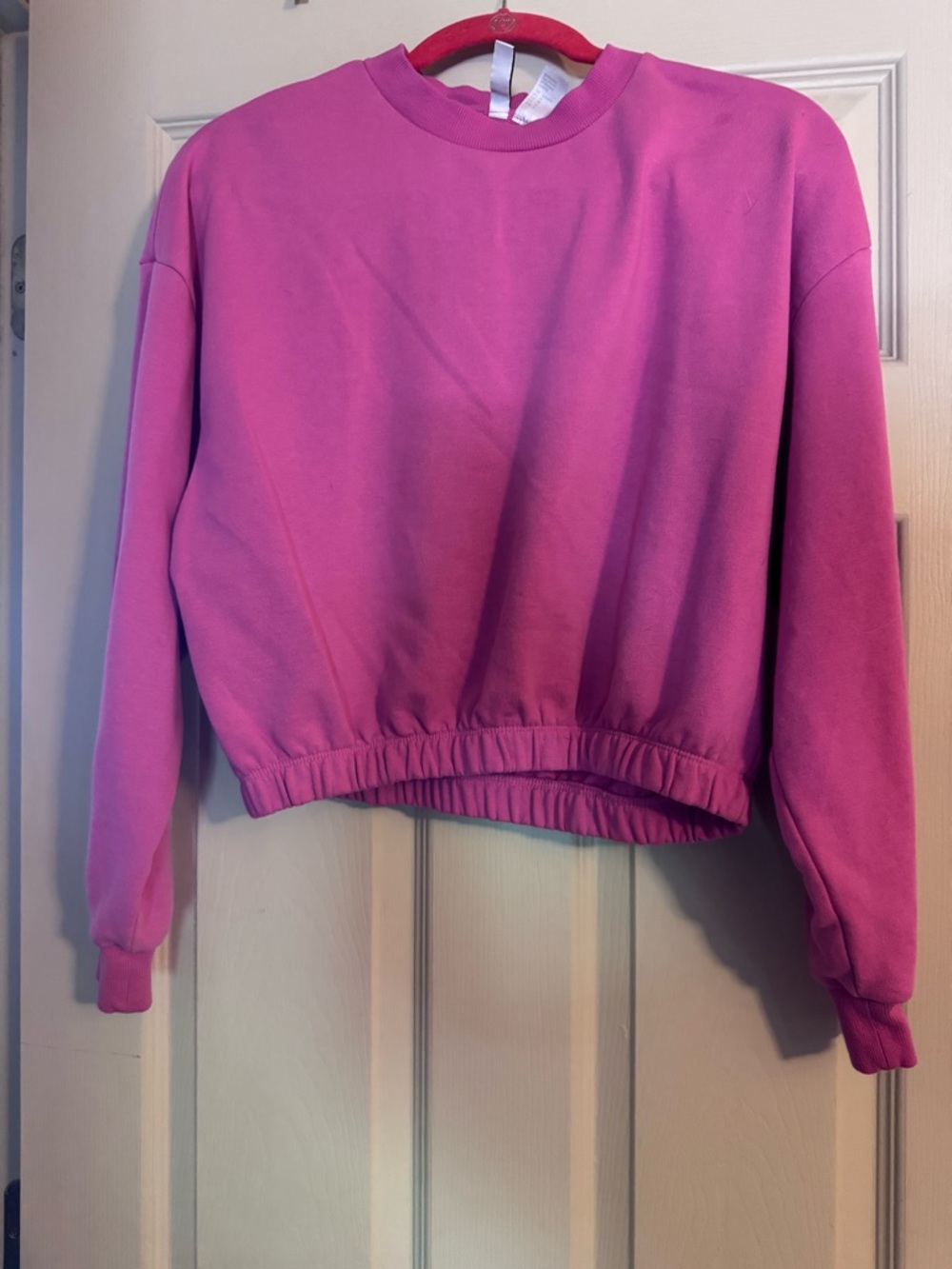 H&M Pink Cropped Crewneck Sweatshirt